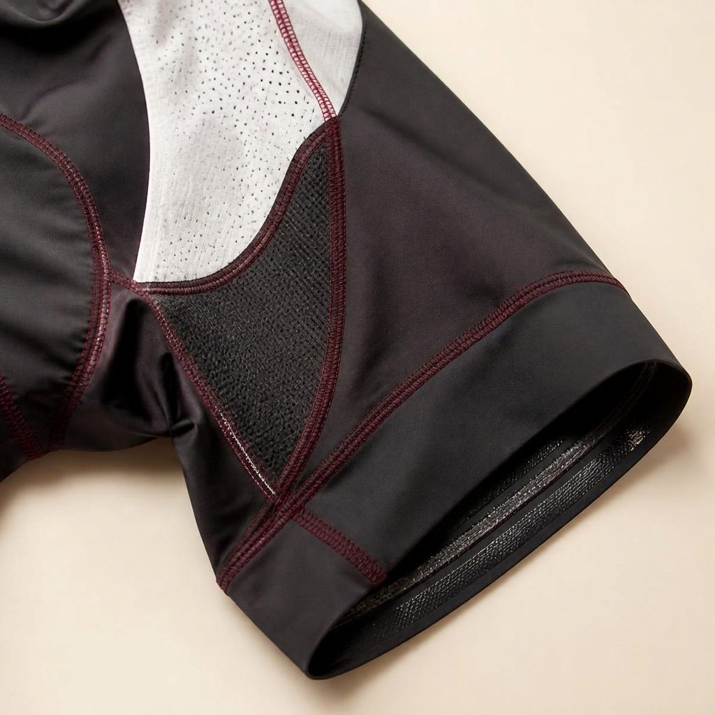 Detalle de costuras planas y pretina de un bib KIVARA